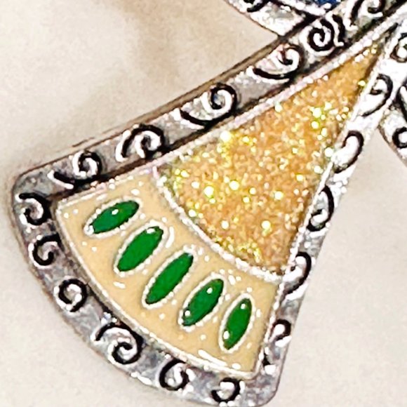 Angel Brooch w/Blue Rhinestone Silver Tone - Picture 4 of 6